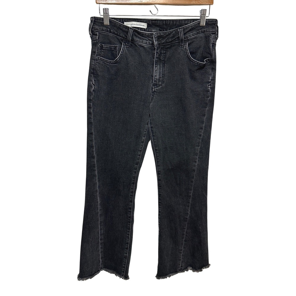 Anthropologie Pilcro Crop Flare Jeans Women 29* Washed Black Denim Casual